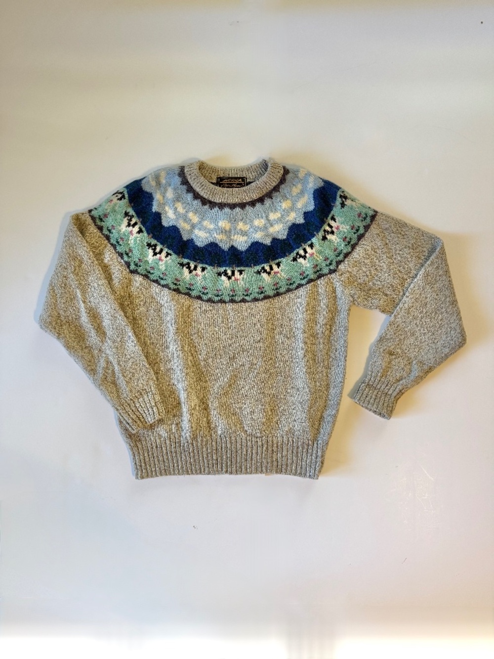 Vintage Eddie Bauer Nordic Fair Isle Cow Wool Blend Sweater (Size M)